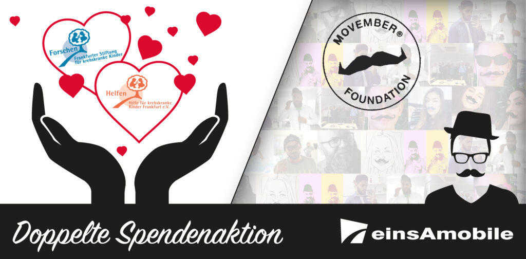 einsAmobile verdoppelt den Spendenbetrag der Movember Aktion